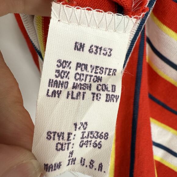 Rampage Vintage Deadstock Crop Top size Medium Highneck Red multi Stripe zipper - Picture 8 of 11